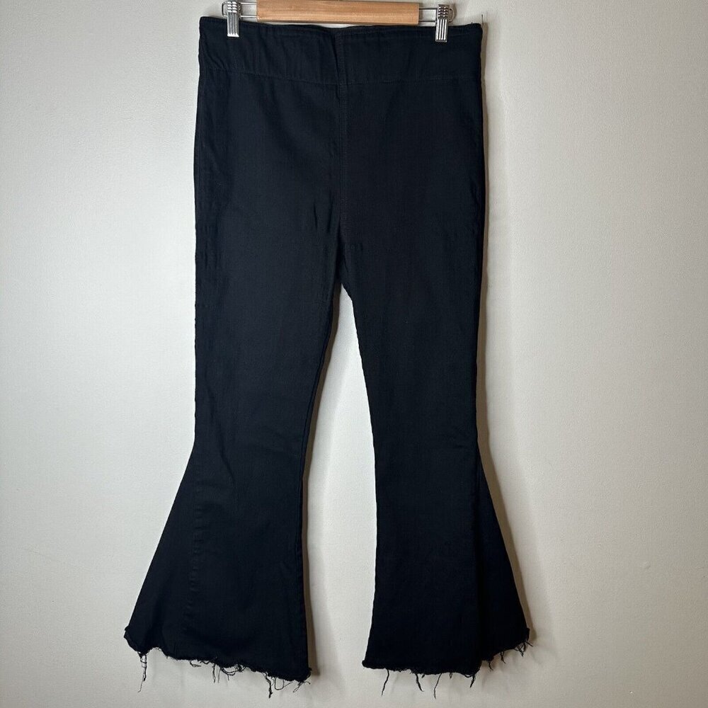 Show Me Your Mumu Jeans Black Womens Berkley Bells Super Flare Pull On Pants XXL
